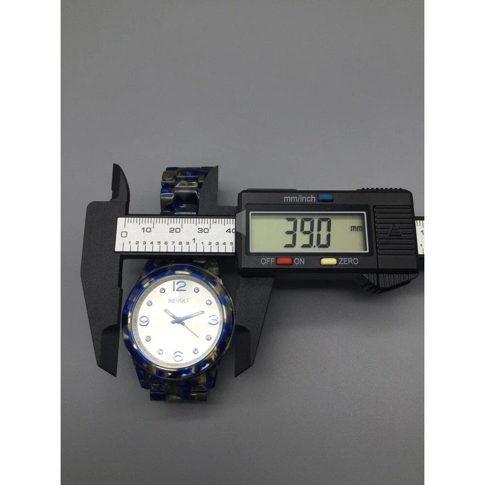 Revolt Womens Watch 39mm Blue Pearlized Silver Dial RT40069-L New Battery 6.75